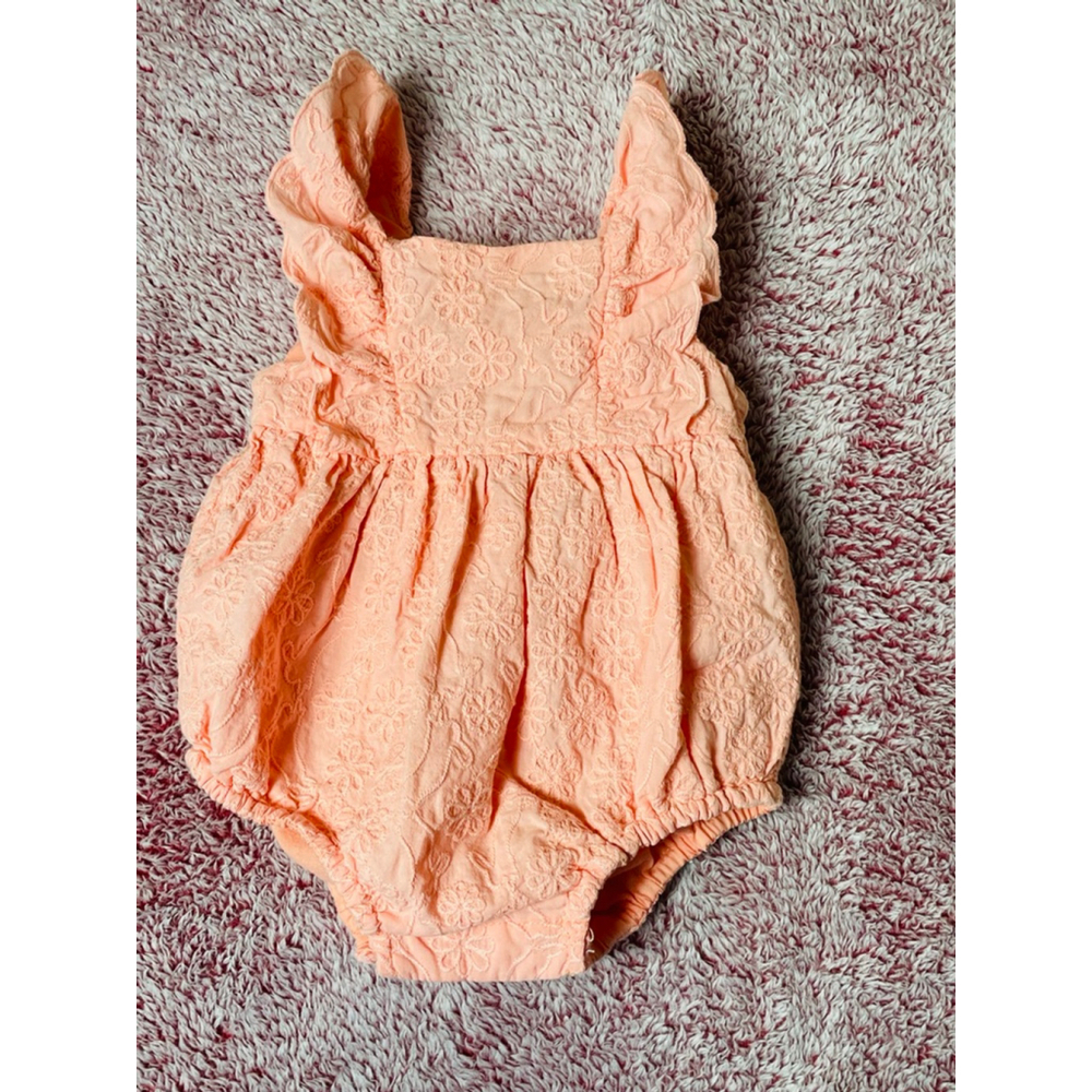 Baby Catherine Malandrino Peach Floral Embroidered Bodysuit 3-6 Months
